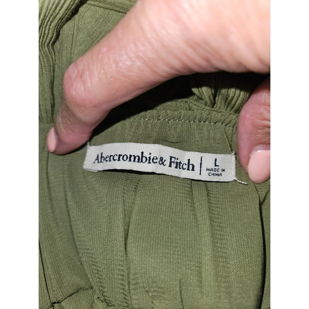 Abercrombie & Fitch Maxi Dress Women Large Olive Green Halter Open Back Wedding